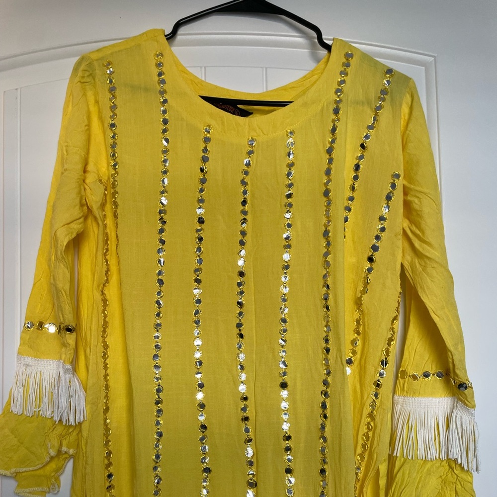 New yellow kurti with palazzo in size L